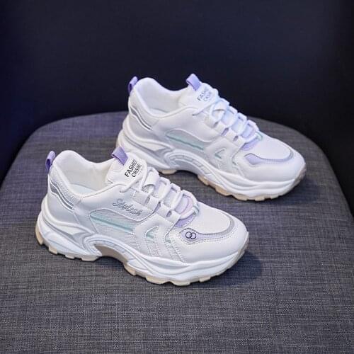 Women Casual Shoes Lovers Leather Dad Platform Chunky Sneakers Harajuku Flat Thick Sole Tenis Wedge White Basket Walking Shoes