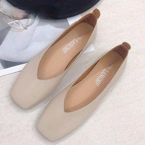 2021 Fashion Flat Anti-skid Shoes Women Summer spring Skid-proof Square Toe Flat Korea Style Sandals Shoes Shallow Simple Shoes