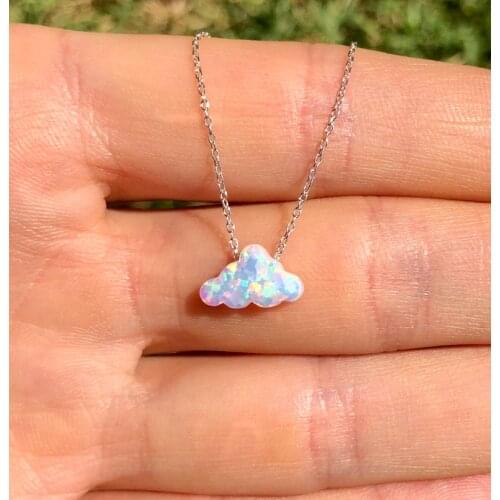 New Design Cloud Shape Acrylic Handmade Necklace for Women with Stainless Steel Chain Birthday Gift Fashion Jewelry