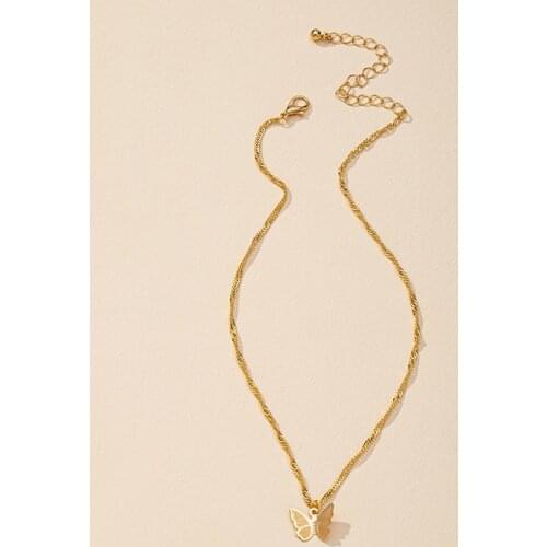 Gold Chain Swallow Bird Butterfly Minimalist Minimalism Pendant Choker Necklace Fashion Twist Chain Neck Jewelry Necklaces