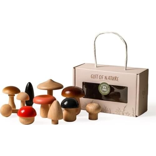 11pcs Baby Wooden Building Blocks Stacking Toy Mushroom Creative Montessori Educational Children Balance Game Gifts For Kids