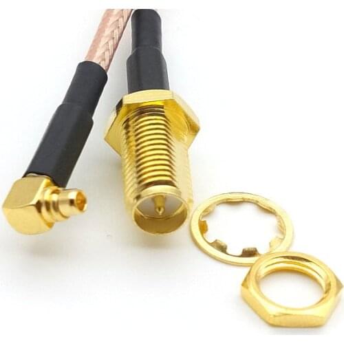 20PCS connector RP SMA female to MMCX male RA pigtail cable RG316