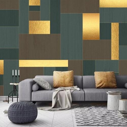Custom 3D Golden Modern Abstract Geometric Lattice Photo Mural Living Room Sofa TV Background Home Decor Wallpaper For Walls 3 D