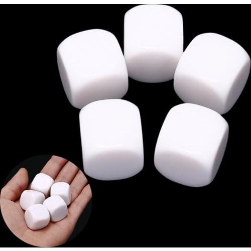 5Pcs/Lot 20mm Blank Dice White Rounded Corner D6 Can Write White Blank Dice Creative Children Teching DIY Dice Set New Sale