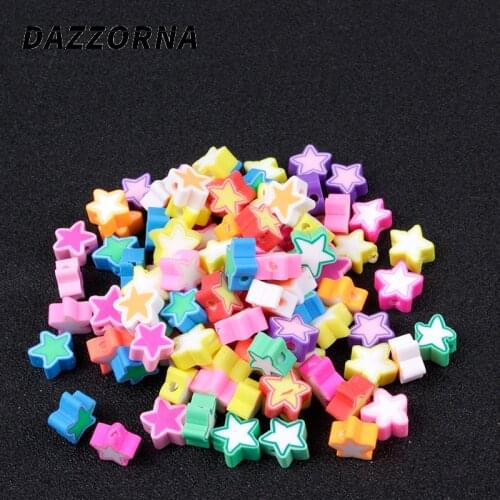 50/100Pcs 10mm Five-pointed Star Polymer Clay Beads Mixed Colors Clay Spacer Beads For Jewelry Making Handmade Crafts