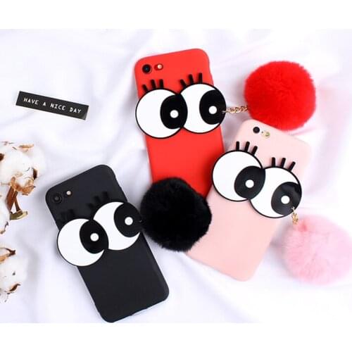 3D Cartoon Big Eyes Cute Hair Ball Case For Meizu M3S M3 mini M5 M5S M6 M8 M9 Note M6S U10 U20 15 Lite 16 Plus 6T 8X TPU Cover