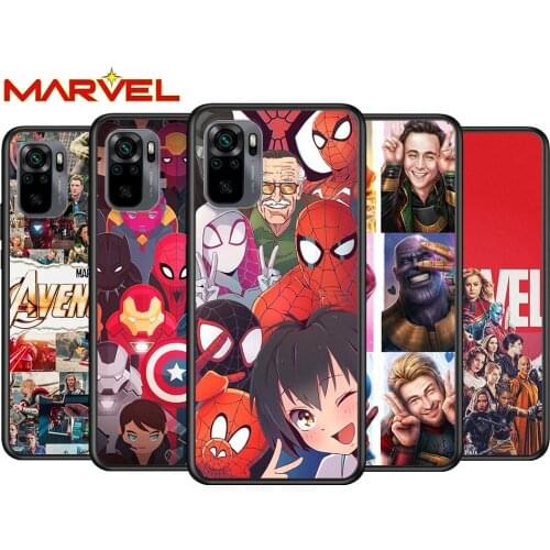 Marvel Hero Spider-Man for Xiaomi Redmi Note 10 10S 9 9T 9S 9Pro Max 8T 8Pro 8 7 6 5 Pro 5A 4X 4 Soft Black Phone Case