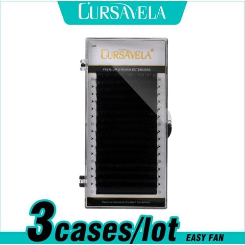 CURSAVELA 3 Case/lot Fan flowering Lashes Extension B/C Curl 16 line bloom Extension Lashes Fast Automatic lashes natural style