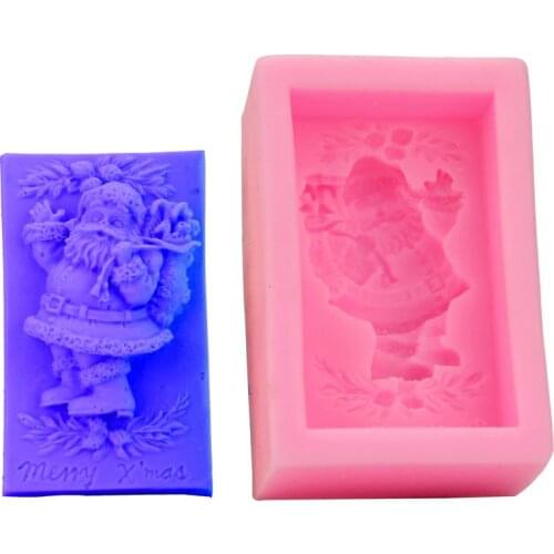 Santa Claus Craft Art Silicone Cube Soap Mold DIY Resin Clay Candle Molds Fondant Handmade Soap Moulds