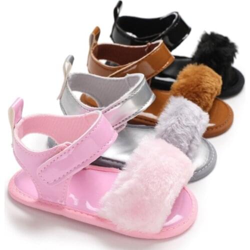 Baby Sandals Fur Cute Infant Girls Sandal Baby Shoes Children Sandal Summer Toddler Princess Non-slip Crib Shoes For Girl