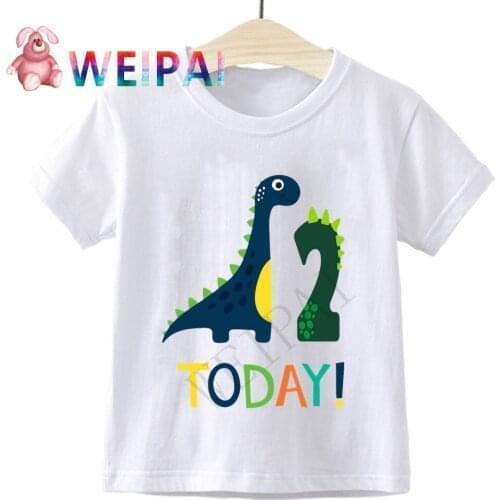Boys Cute Dinosaur Birthday Number T Shirt Children Happy Birthday Dino Present T-shirt Boy&Girl Animal Funny Gift Kid Tshirt