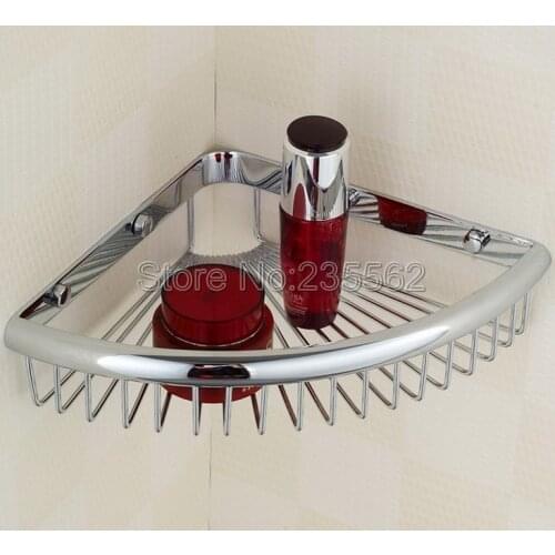 Chrome Brass Wall Mounted Bathroom Corner Shower Wash Basket Shelves Caddy Storage Shower Storage Basket lba512