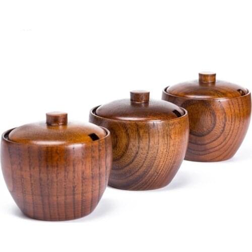 Japanese-style Natural Wood Spice Container Salt And Pepper Seasoning Bottle With Lid Kitchen Accessories
