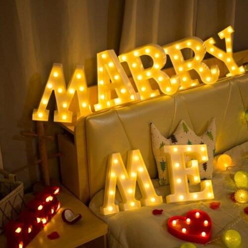 Red 26 English Letter LED Night Light Marquee Alphabet Lamp Home Club Outdoor Indoor Christmas Party Wedding Wall Decoration