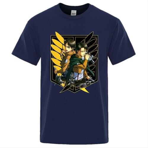 Attack on Titan Anime Cartoons Print T-Shirts Men Brand Loose T Shirts Fashion Loose Tee Clothes Casual Breathable Male T-Shirts