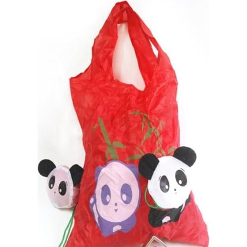 Wholesale Lovely and cute Panda style Nylon folding Shopping Bag Foldable Plastic storage Bags