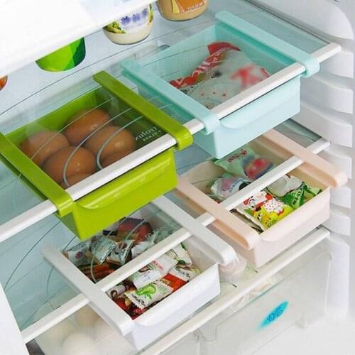New 4 Colors Kitchen Fridge Freezer Space Saver Organizer Storage Rack Shelf Holder Drawer