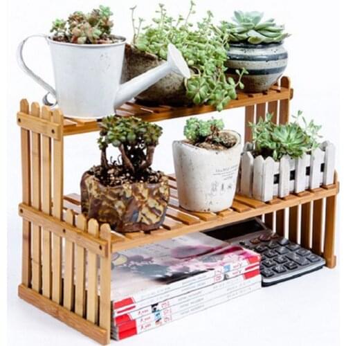 Plant Shelf Flower Display Stand Bamboo Wood Storage Rack Garden Organizer