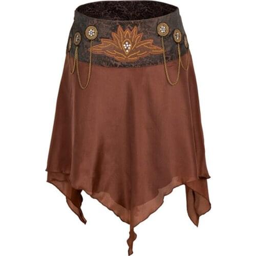 Festival Gothic Steampunk Skirt Costume Victorian Asymmetrical Vintage Pirate Rave Fancy Party Dress