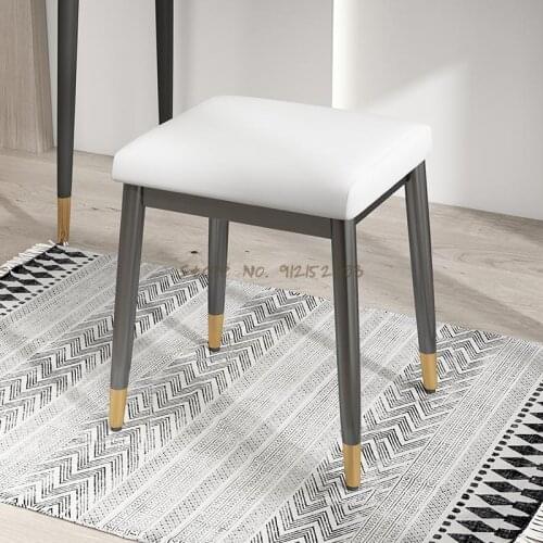Nordic light luxury dressing stool modern minimalist dressing chair bedroom soft bag stool home European style net red dressing