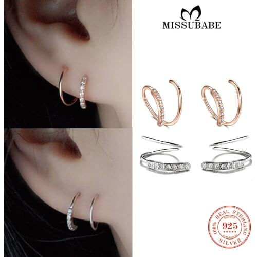 Hoop-Earrings S925 Sterling Silver Luxury Zircon Ear hoops High Quality Small Circle Earring new fashion Jewelry for women girls