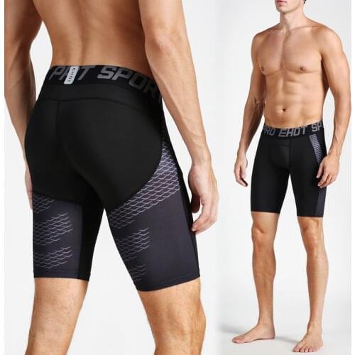 Fitness Mens Running Shorts Shark Pattern Tight Sports Quick-drying Underwear Basketball Tights A Pants Cropped Pants