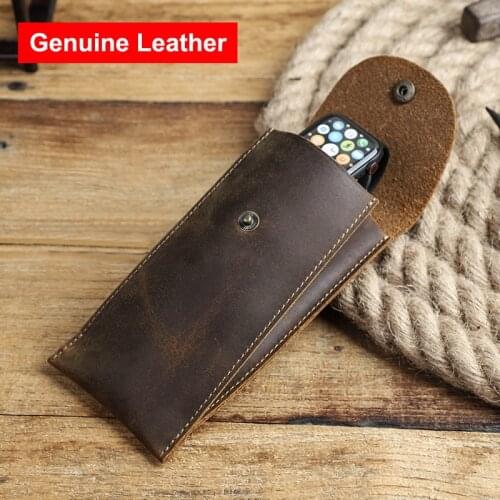 Genuine Cow Leather Watch Bag Original Protective Pocket Pouch for Apple Watch 6 5 4 Gear S3 S2 Rolexable Watches Storage Bags
