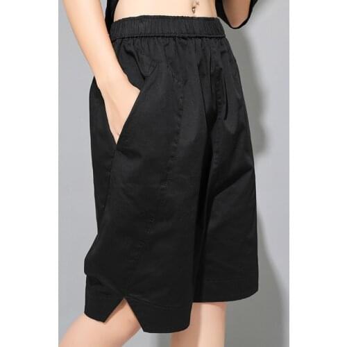 Cross border Diablo fashion brand large Elastic Waist Wide Leg Pants 2021 summer street personality shorts Capri casual pants