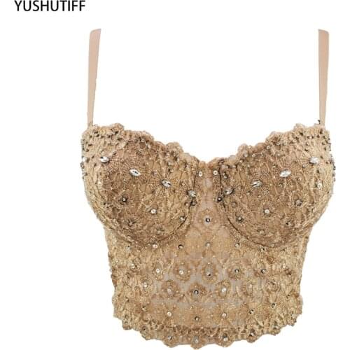 Beading Lace Sexy Women Summer Top Push Up Cami Top Cropped To Wear Out Bralette Bra Female Corset Tops Mujer Clothes rm002