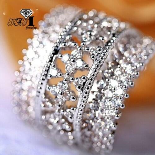YaYI Jewelry Fashion Princess Cut 3.3CT White Zircon Silver Color Engagement Rings wedding Rings Party Rings
