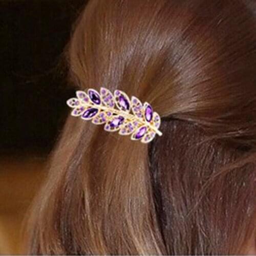 1Pc Fashion Metal Leaf Shape Hair Clip Barrettes Crystal Pearl Hairpin Barrette Color Hair Claws Hair Styling Tool