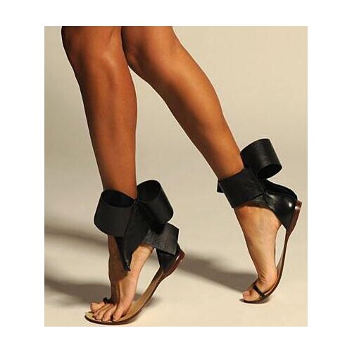 Big Butterfly-knot Flat Shoes Women Red Suede Women Sandals Flat Casual Shoes Woman Cut-out Clip-toe Sandals Big Size 13