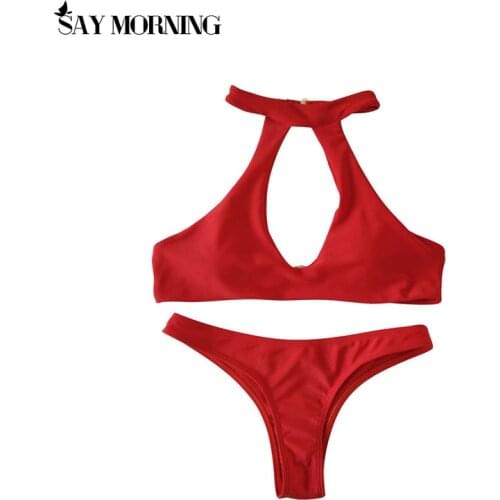 SAY MORNING 2020 Two Pieces Women Summer Bikini Set Basic Swimwear Push Up Beach Wear Padded Bathing Suit Mujer Swimming Suit