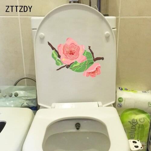 ZTTZDY 22.6*16.3CM Peach Blossom Flower Bedroom Wall Decal Modern Art Toilet Sticker T2-0145