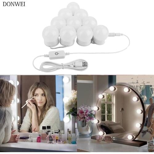 10 LED Mirror Bulbs Makeup Light Super Bright Cosmetic Mirror Lights Kit USB Charged Brightness Adjustable Makeup Mirror light