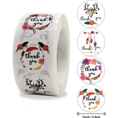 100-500pcs Seal Labels Scrapbook Thank You Stickers Handmade Sticker Circle Stationery Food Hand Made Deco for Envelope Gift