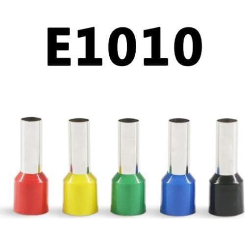 100pcs E1010 18AWG Long Tube Insulated End Terminal Wire Copper Crimp Connector VE1010