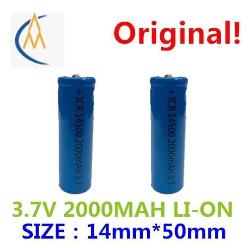 2PCS foot let flashlight AA 14500 li-ion battery rechargeable battery 2000 mah pointed durable air conditioning fan laser pen