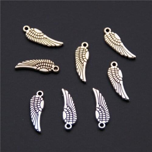20pcs Silver Color double Sided Angel Wing Charms Pendant DIY jewelry finding A2546