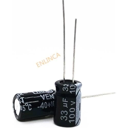 200pcs/lot 100V 33UF 8*12 20% RADIAL aluminum electrolytic capacitor 33000nf 20