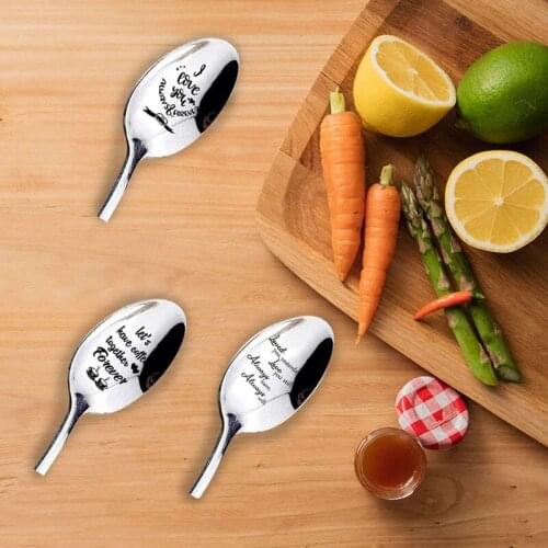 2021 Valentines Day Gift Anniversary Gift for Boyfriend Stainless Steel Spoon Good Morning Handsome Beautiful Girlfriend Present