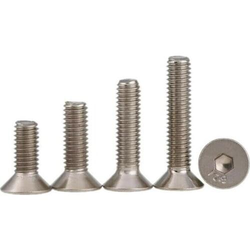 25PCS M1.6 M2 M2.5 M3 nickel-plated flat head / countersunk head hexagon socket screws