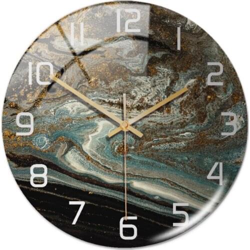 3D Acrylic Marble Pattern Wall Adhesive Clock Metal Needle Silent Clock Mechanism Modern Living Room Office Home Decoration