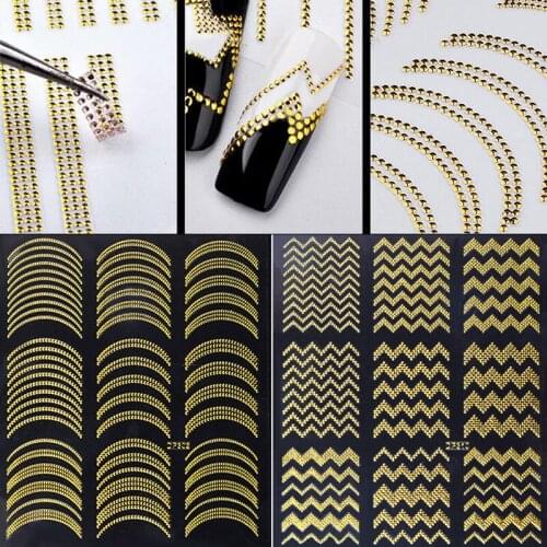1pc 3D Nail Beauty Adhesive Paper Strap Glue Golden Metal line Sticker Adhesive Paper Nail Decals DIY Three-Dimensional Stickers
