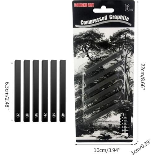 6 Pcs Sketching Shading Sticks HB 2B 4B 6B 8B 2H DIY Drawing Art for artists