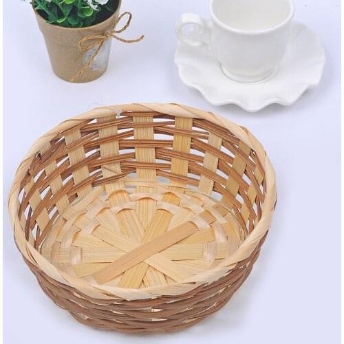 Bamboo Round Fruit Basket Large Capacity Durable Bamboo Handwoven Bowl Fruit Vegetables Serving Basket for Kitchen TS1