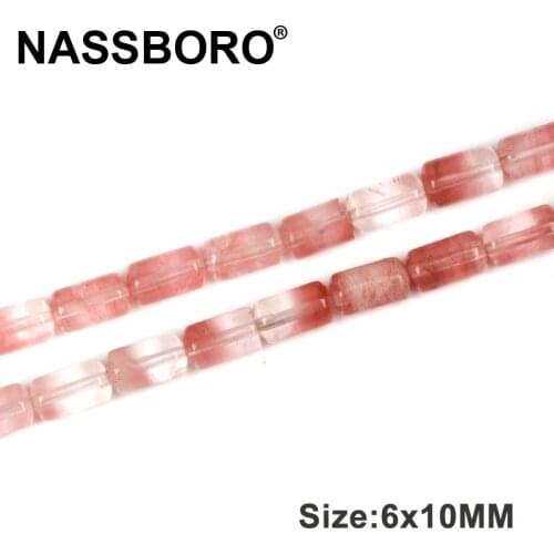 6x10mm Cylinder Watermelon Crystal Natural Stone Beads Charms Loose Beads For Jewelry Making Bracelet DIY Oranment Materials
