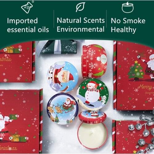 4PCS Christmas Candle Scented Christmas Candles Floral Tin Can Fragrance Handmade Scented Candles Nature Soy Wax Candle Parfumee