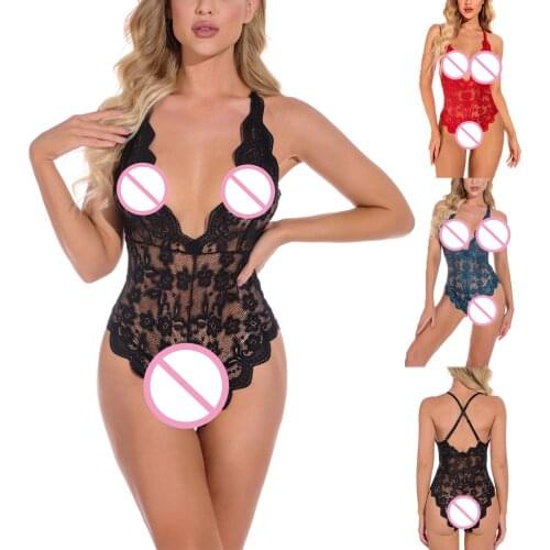 Erotic Lingerie Woman Sexy Underwear Temptation Lace Crotchless Tease Backless Bodysuits Pajama Suits lingerie erotique femme 00