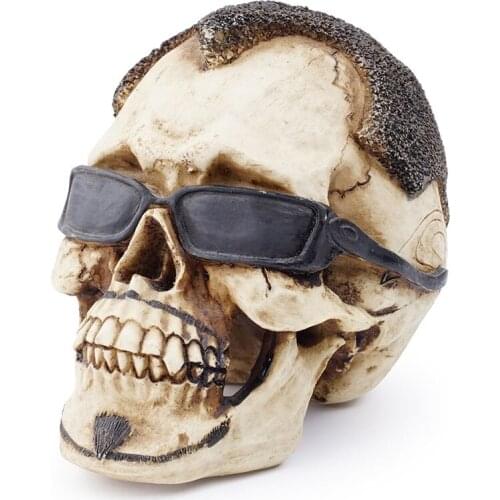 HeyMamba Resin Japanese Samurai Skull Statue Sculpture Gothic Personality Retro Home office Decorations Model